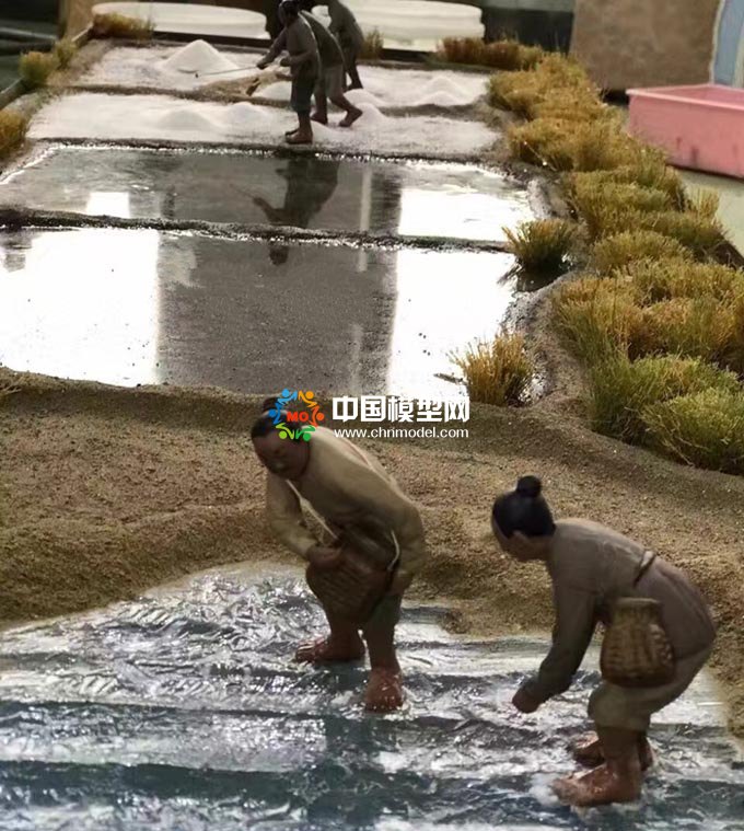 古法制鹽微縮場景沙盤模型