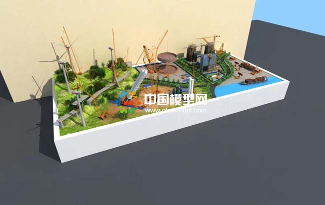 吊車起重機(jī)施工場景沙盤模型效果圖