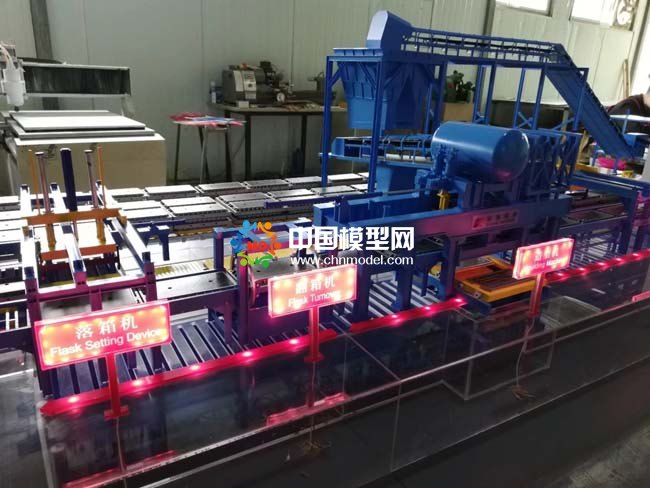 水平脫箱擠壓自動(dòng)造型線沙盤模型
