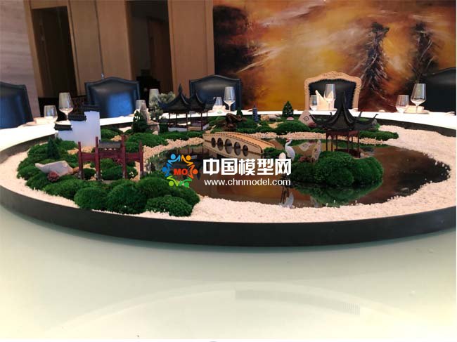酒店餐桌轉盤景觀裝飾擺件沙盤模型