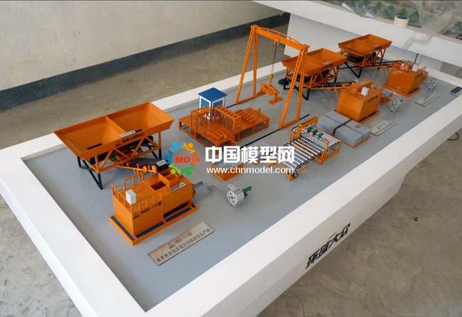 ???????發(fā)泡混凝土砌塊生產(chǎn)線沙盤模型