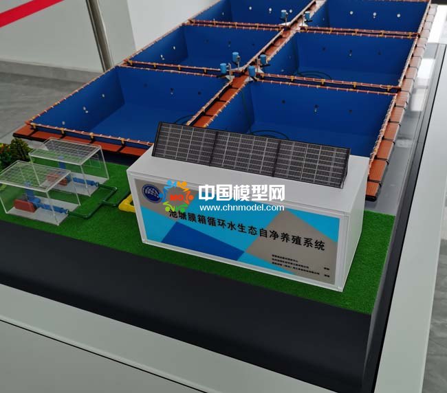 池塘膜箱循環(huán)水生態(tài)自凈養(yǎng)殖系統沙盤模型